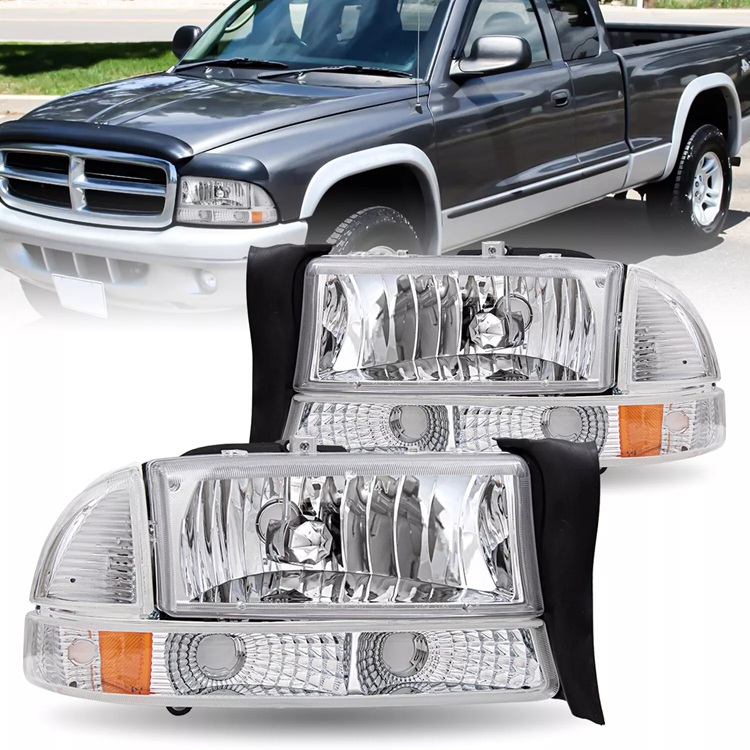 Chrome Housing Headlights Amber Corner 97-04 Dakota,Durango